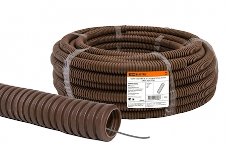 TDM ELECTRIC SQ0401-0042 Труба гофр.ПВХ d 20 с зондом (25 м) легкая "ЭКО" (бук) TDM